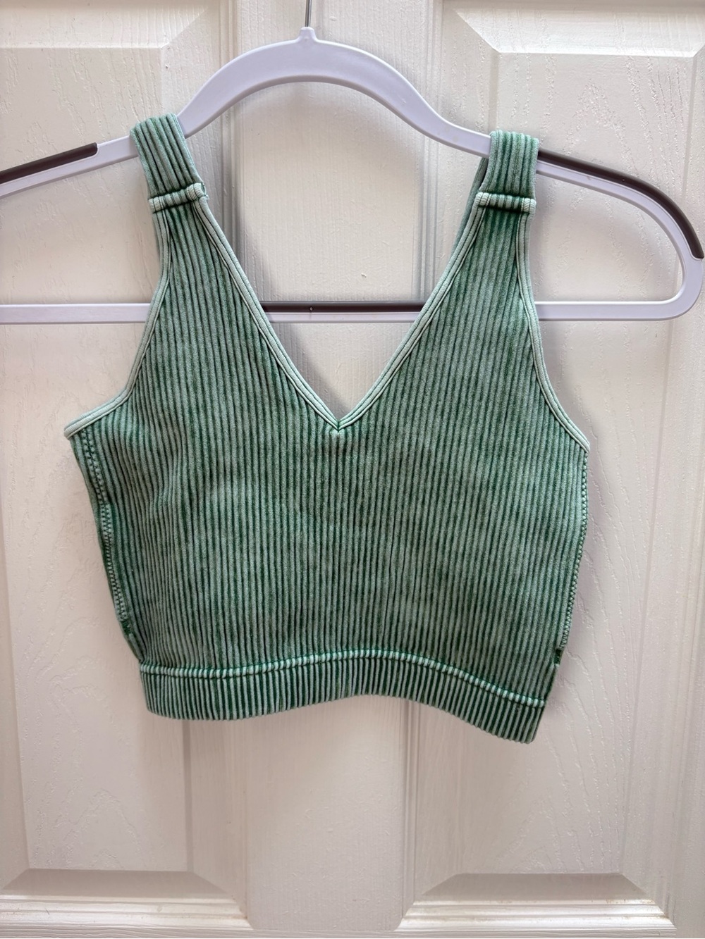 Zenana Outfitters Ribbed V-Neck Crop Tank Top - Sage Green